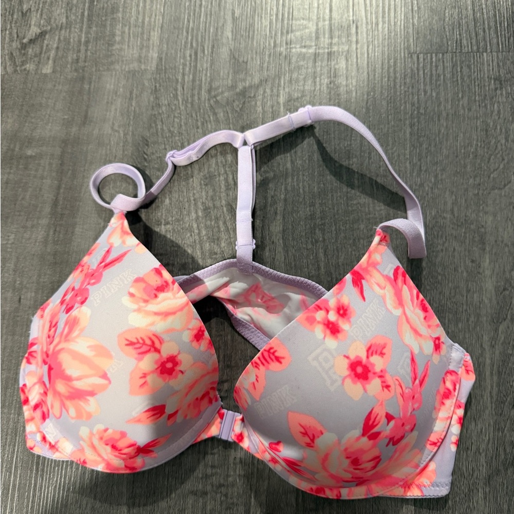 PINK Victoria's Secret Floral Pink and Lavender Bra